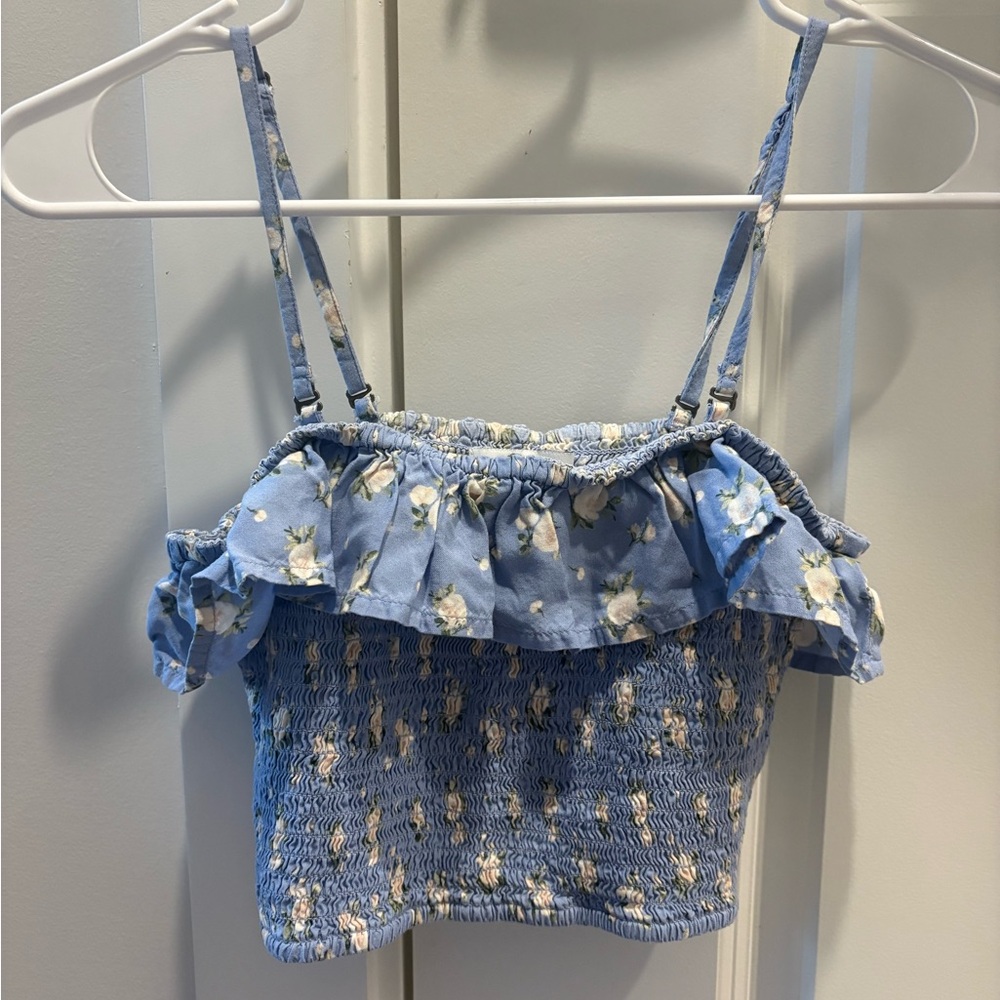 Hollister light blue floral set with skirt